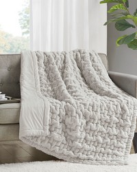 Ruched Fur Silver Grey Throw by   