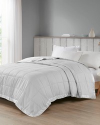 Cambria Grey Oversized Down Alternative Blanket with Satin Trim by   