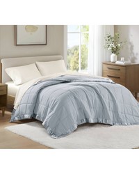 Windom Blue Lightweight Down Alternative Blanket with Satin Trim by   