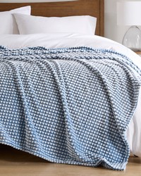 Carved Plush Blue Blanket by   