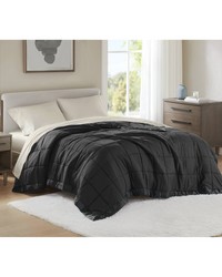 Windom Black Lightweight Down Alternative Blanket with Satin Trim by   