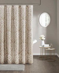Odette Tan/Ivory Jacquard Shower Curtain by   