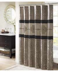 Donovan Black Embroidered Shower Curtain by   