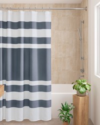 Spa Waffle Dark Blue Shower Curtain with 3M Treatment by   