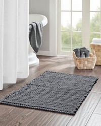 Lasso Charcoal 100% Cotton Chenille Chain Stitch Rug by   