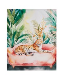 Jungle Feline Cheetah Green Multi Jungle Cheetah Canvas Wall Art by   