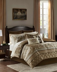 Zara Brown 16 Piece Jacquard Comforter Set with 2 Bed Sheet Sets King by   