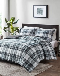 Parkston Black/White 3M Scotchgard Down Alternative All Season Comforter Set Queen by   