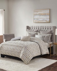 Sanctuary Taupe/Gold Comforter King 9 Piece Set King by   