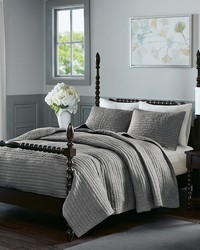 Serene Grey 3 Piece Hand Quilted Cotton Quilt Set King by   