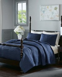 Serene Blue 3 Piece Hand Quilted Cotton Quilt Set King by   