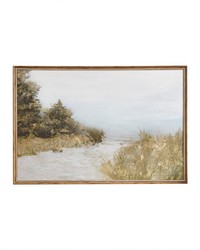 Lake Walk Multi Abstract Landscape Framed Canvas Wall Art by   