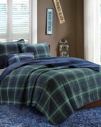 Brody Blue Reversible Quilt Set with Throw Pillow Twin by   