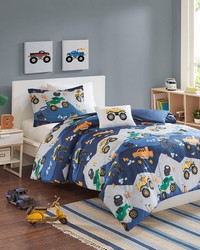 Nash Blue Monster Truck Comforter Set Queen by   