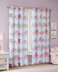 Wise Wendy Multi Owl Printed Blackout Curtain Panel by   