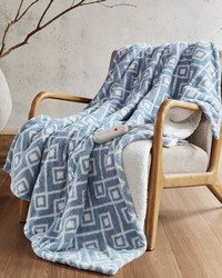 Amira Blue Geo Dream Soft Heated Throw Amira Blue Geo Dream Soft Heated Throw by