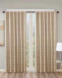 Cassius Gold Jacquard Lined Total Blackout Rod Pocket/Back Tab Curtain Panel by   