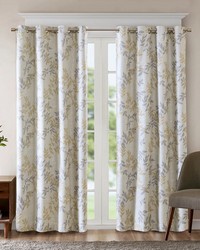 Julie Yellow Printed Botanical Blackout Curtain Panel by   
