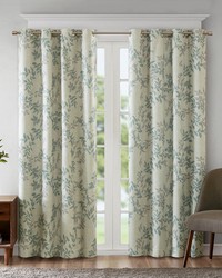 Julie Aqua Printed Botanical Blackout Curtain Panel by   
