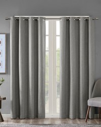 Maya Grey Printed Heathered Blackout Grommet Top Curtain Panel by   