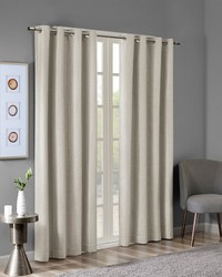 Maya Taupe Printed Heathered Blackout Grommet Top Curtain Panel by   