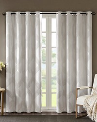 Bentley Ivory Ogee Knitted Jacquard Total Blackout Curtain Panel by   