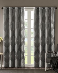 Bentley Charcoal Ogee Knitted Jacquard Total Blackout Curtain Panel by   