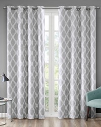 Blakesly Grey Printed Ikat Blackout Curtain Panel by   