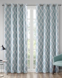 Blakesly Aqua Printed Ikat Blackout Curtain Panel by   