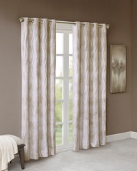Victorio Ivory Printed Jacquard Grommet Top Total Blackout Curtain Panel by   