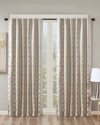 Cassius Grey/Silver Jacquard Lined Total Blackout Rod Pocket/Back Tab Curtain Panel by   