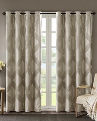 Bentley Taupe Ogee Knitted Jacquard Total Blackout Curtain Panel by   