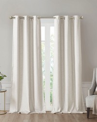 Como Ivory Tonal Printed Faux Silk Room Darkening Curtain Panel Pair by   