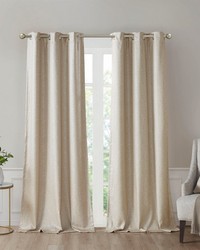 Como Taupe Tonal Printed Faux Silk Room Darkening Curtain Panel Pair by   
