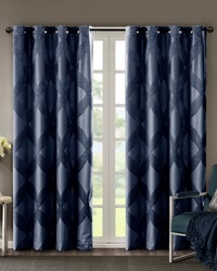 Bentley Navy Ogee Knitted Jacquard Total Blackout Curtain Panel by   