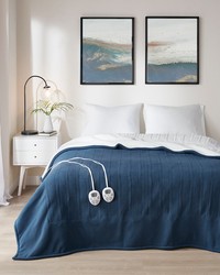 Fleece to Sherpa Heated Blanket Blue Twin Fleece to Sherpa Heated Blanket Blue Twin by
