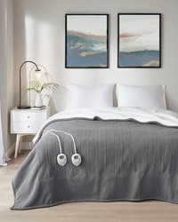 Fleece to Sherpa Heated Blanket Dark Grey Twin Fleece to Sherpa Heated Blanket Dark Grey Twin by