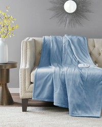 Plush Heated Light Blue Throw Plush Heated Light Blue Throw by