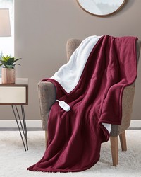 Fleece to Sherpa Burgundy Heated Throw Fleece to Sherpa Burgundy Heated Throw by