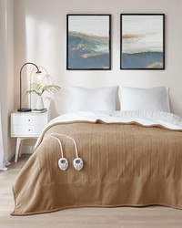 Fleece to Sherpa Heated Blanket Brown Twin Fleece to Sherpa Heated Blanket Brown Twin by