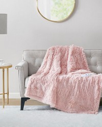 Malea Blush Shaggy Faux Fur Heated Throw Malea Blush Shaggy Faux Fur Heated Throw by