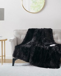 Malea Black Shaggy Faux Fur Heated Throw Malea Black Shaggy Faux Fur Heated Throw by
