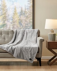 Plush Heated Grey Throw with Built-In Control Plush Heated Grey Throw with Built-In Control by