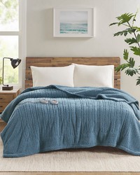 Sherpa Blue Heated Blanket by   