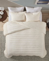 Mercer 3 Piece Cotton Chenille Duvet Cover Set Ivory King by   