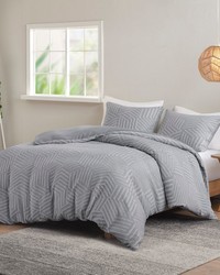 Bentley Grey-Blue 3 Piece Matelasse Jacquard Duvet Cover Set Queen by   