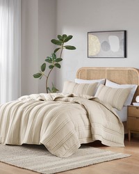 Dune Natural Poly Gauze Quilt Set Queen by   