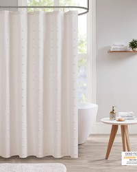Brooklyn Ivory Brooklyn Cotton Jacquard Pom Pom Shower Curtain by   