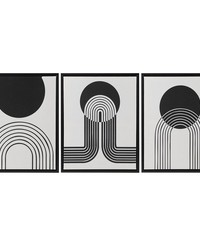 Cosmic Curl Black/Taupe 3-piece Framed Canvas Wall Art Set by   