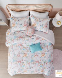 Iris Woodland Animals Cotton Reversible Comforter Set Blush Full Queen by  Catania Silks 